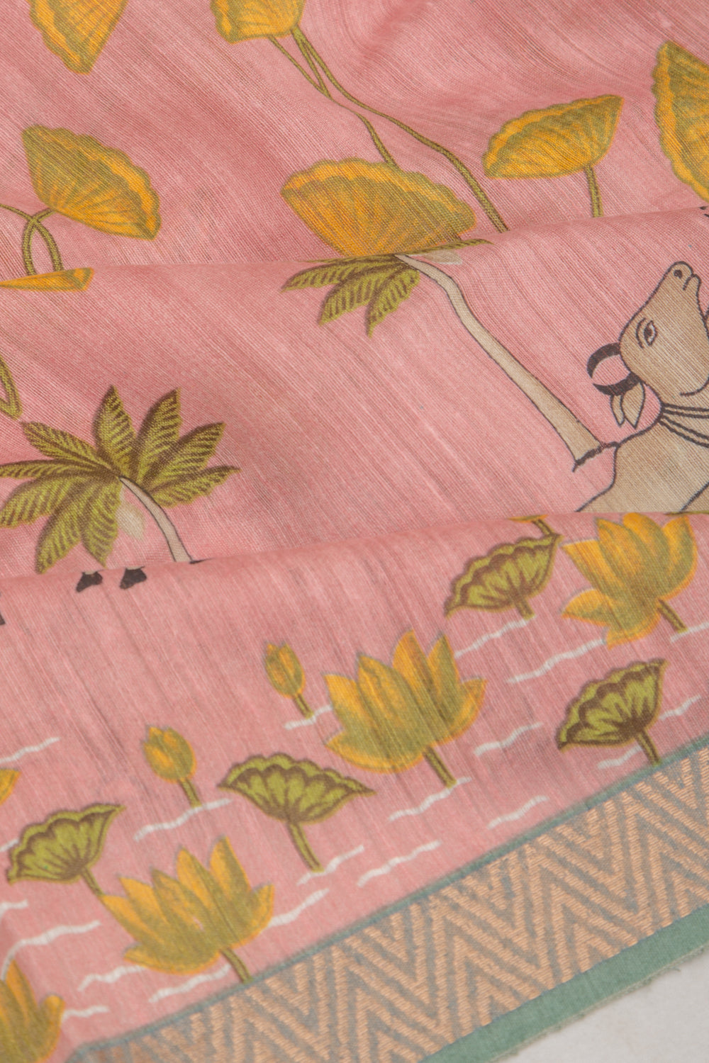 Tussar Pichwai Printed Pink Saree