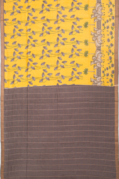 Tussar Pichwai Printed Yellow Saree
