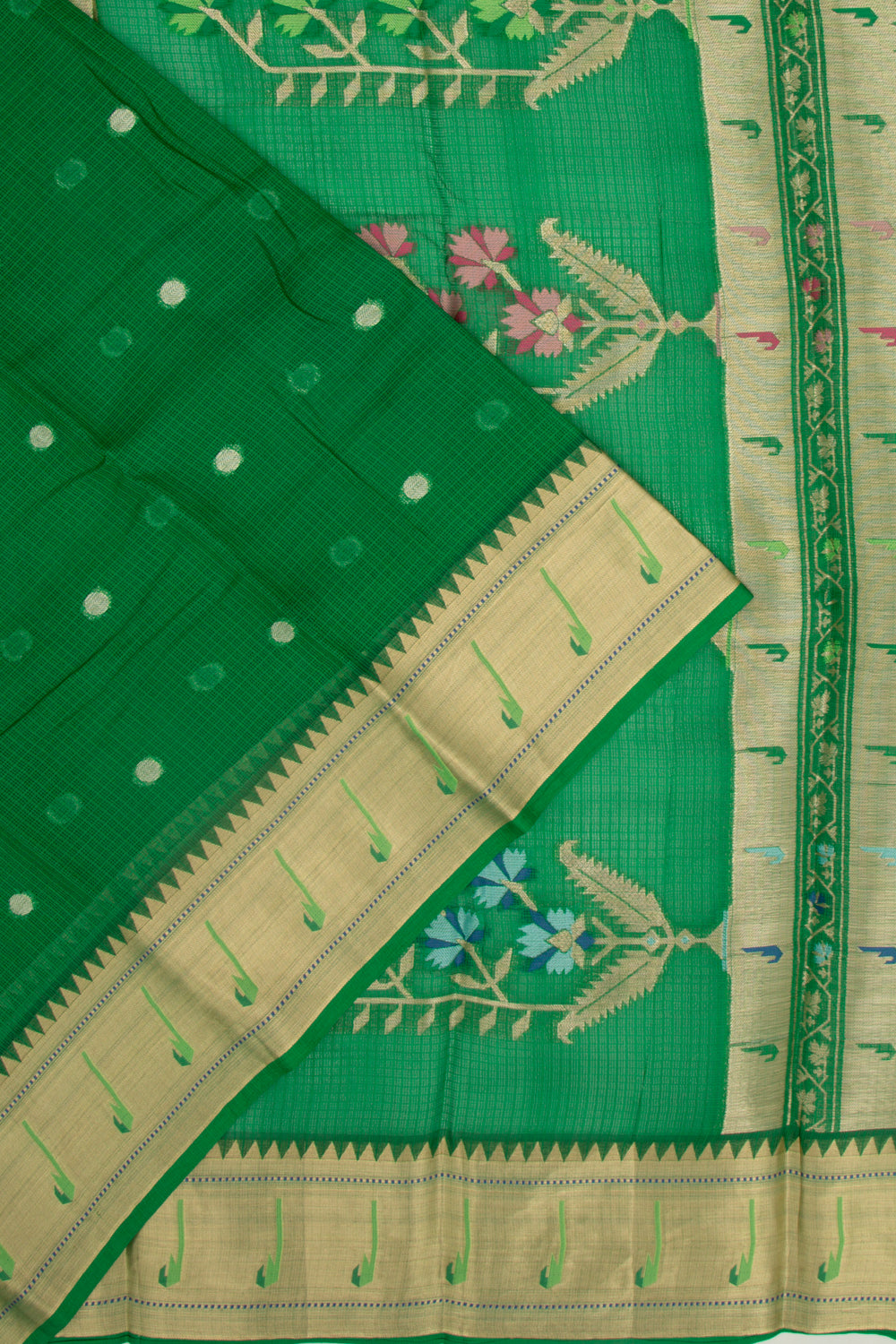 Soft Kota Silk Butta Green Saree