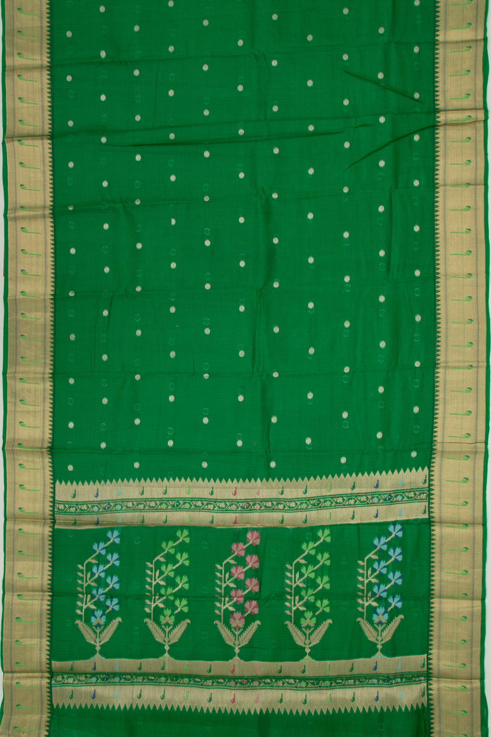 Soft Kota Silk Butta Green Saree