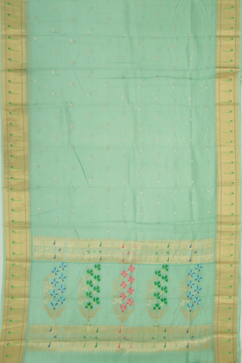 Soft Kota Silk Butta Sea Green Saree