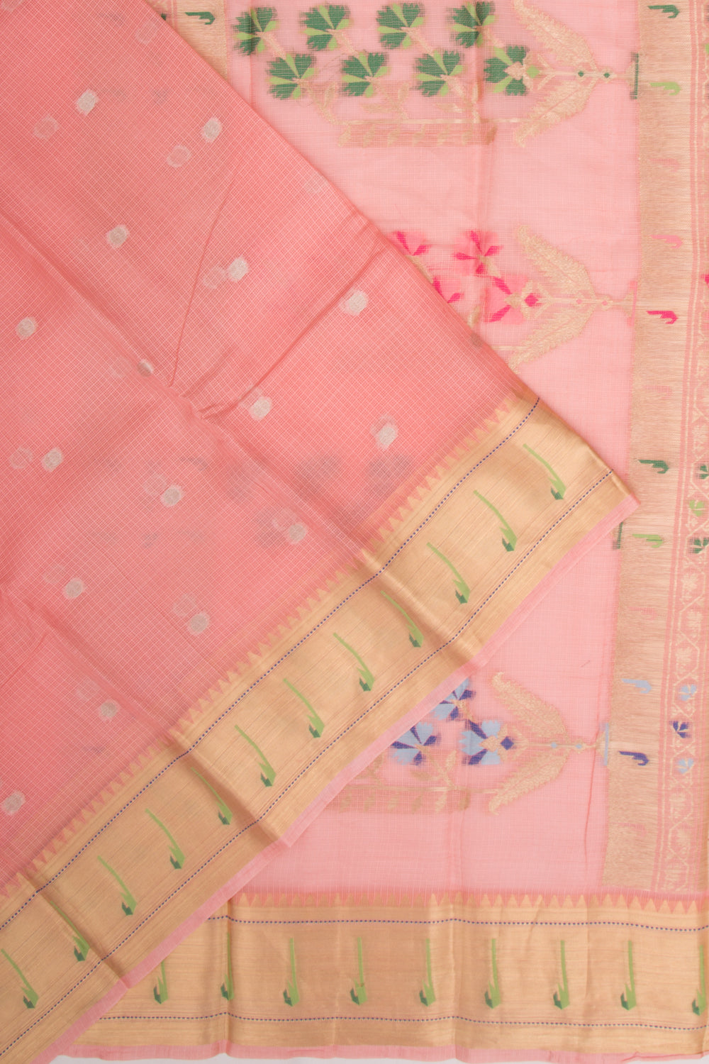 Soft Kota Silk Butta Peach Saree