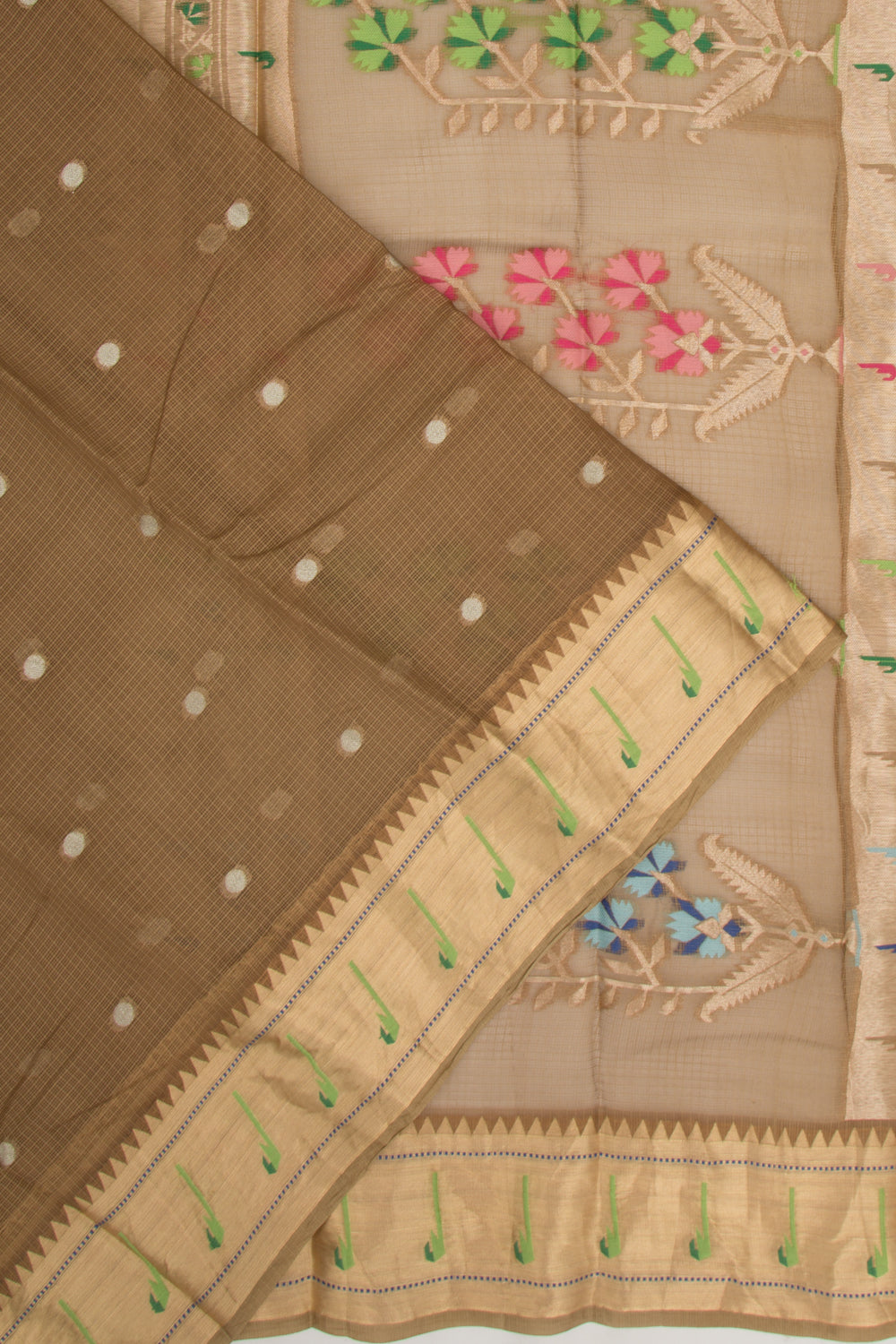 Soft Kota Silk Butta Brown Saree