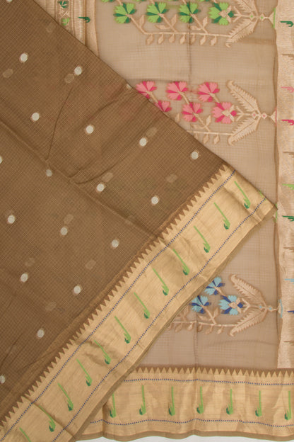 Soft Kota Silk Butta Brown Saree