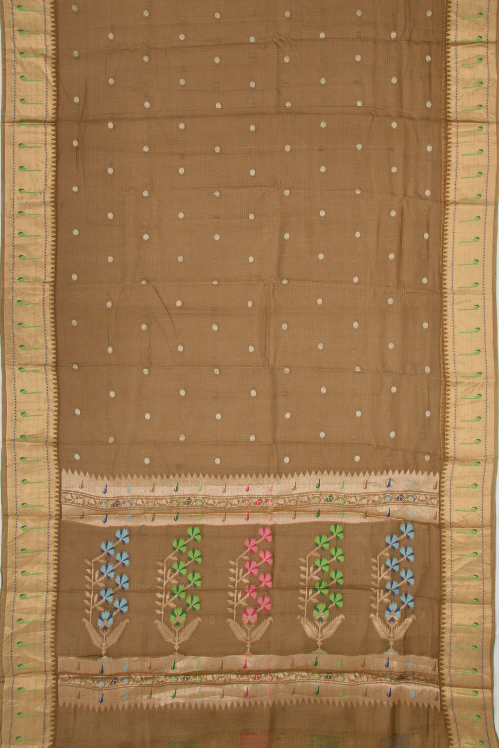 Soft Kota Silk Butta Brown Saree
