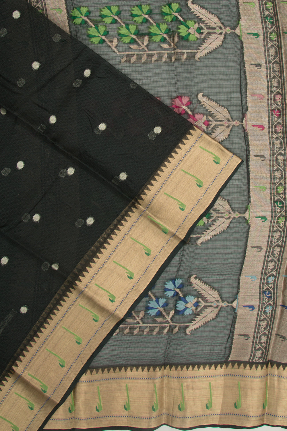 Soft Kota Silk Butta Black Saree