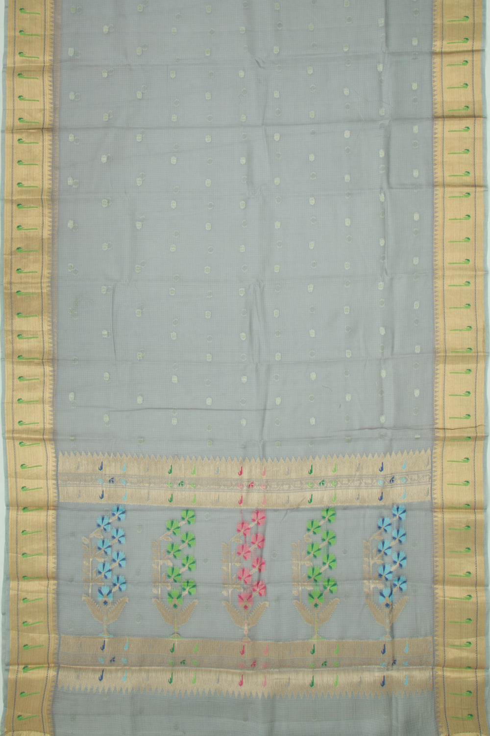 Soft Kota Silk Butta Grey Saree