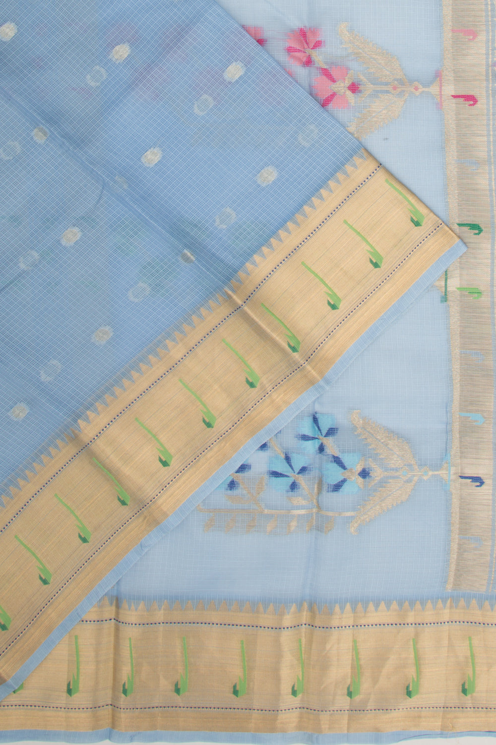 Soft Kota Silk Butta Pastel Blue Saree