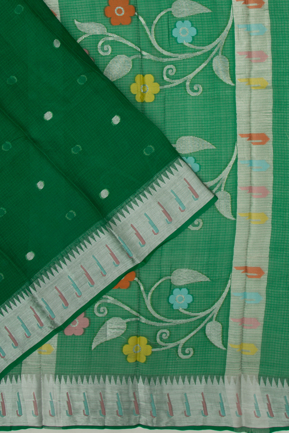Soft Kota Silk Butta Green Saree