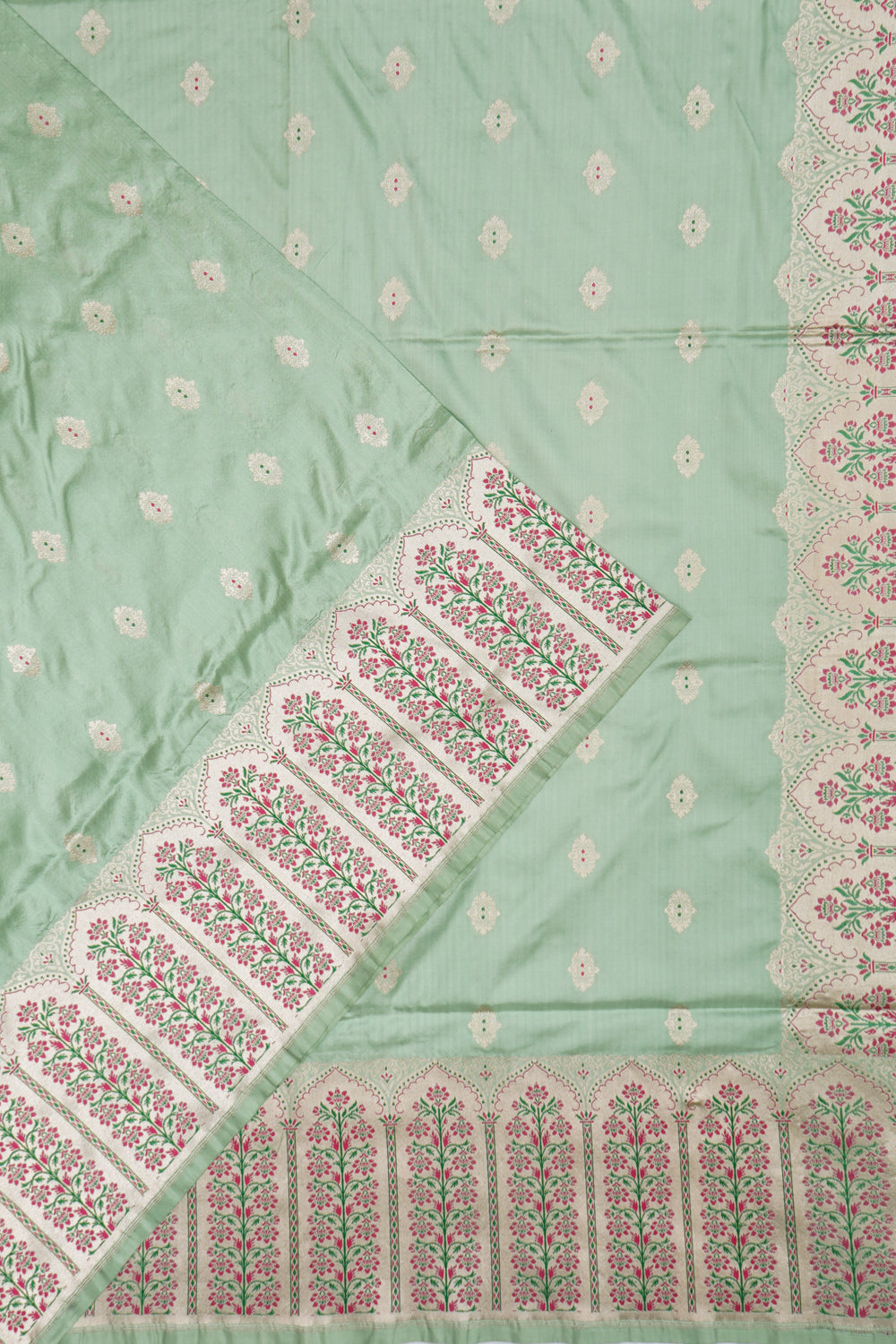 Banarasi Silk Butta Pastel Green Saree 1212553953