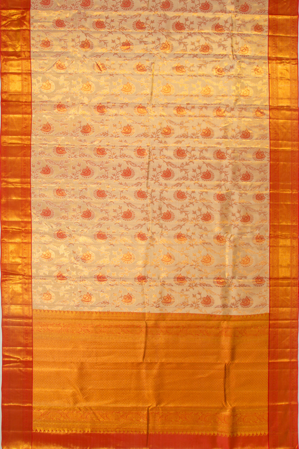 Taranga Kanchi Silk Tissue Jaal Gold Saree