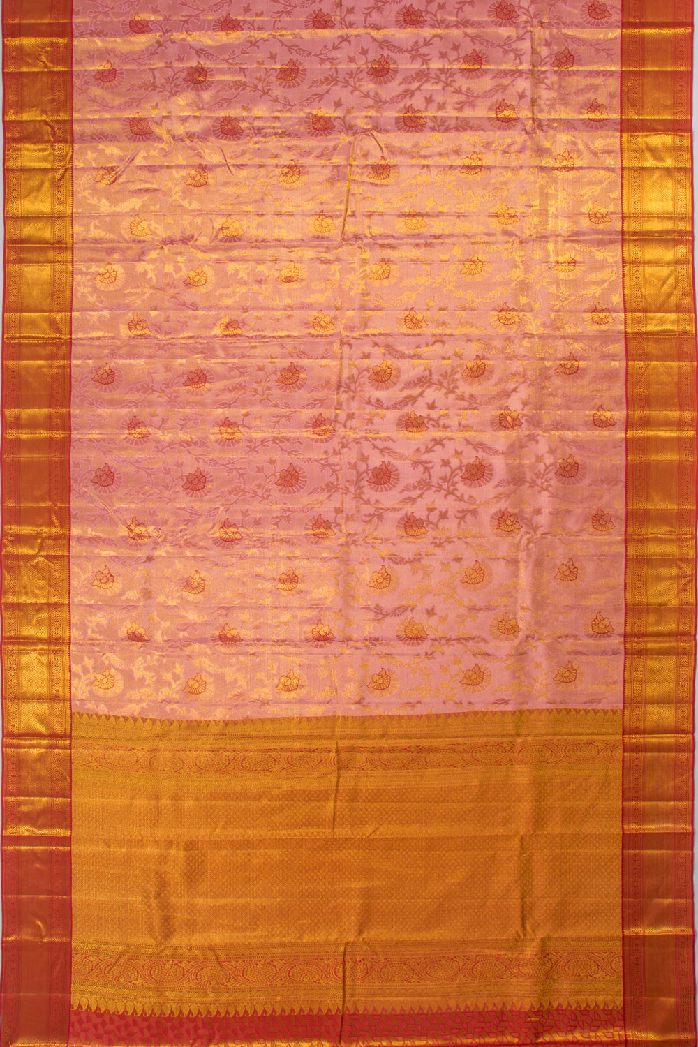 Taranga Kanchi Silk Tissue Jaal Pink Saree