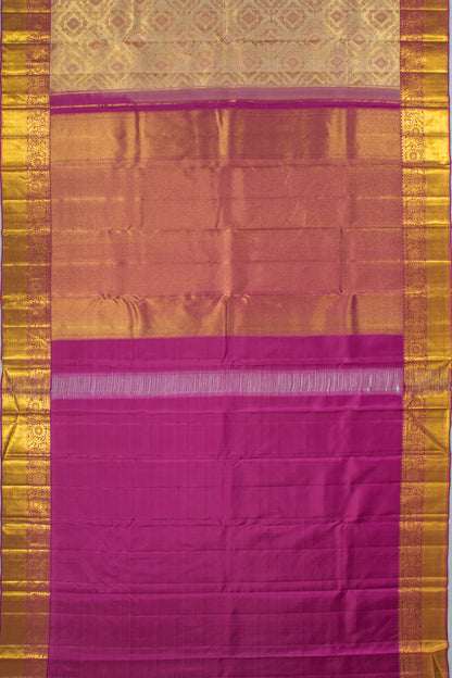 Kanchipuram Silk Tissue Brocade Cream Saree