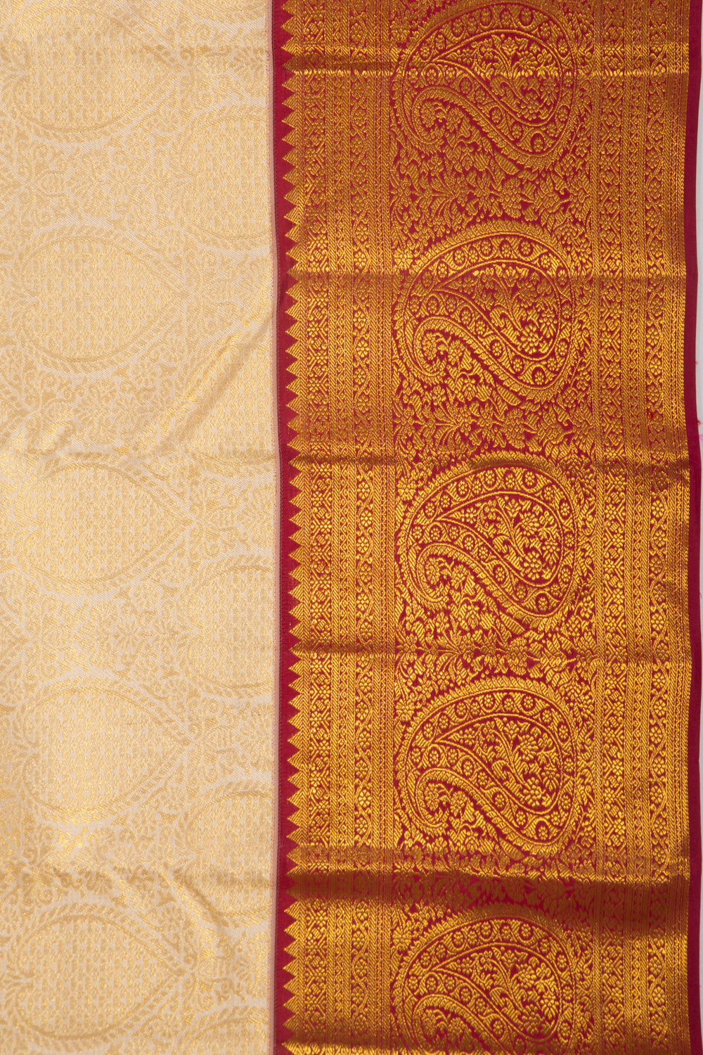 Taranga Kanchi Silk Brocade Cream Saree