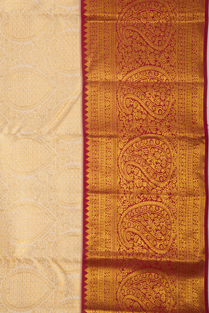 Taranga Kanchi Silk Brocade Cream Saree