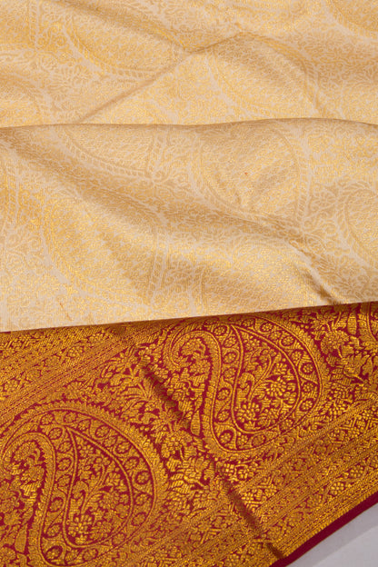 Taranga Kanchi Silk Brocade Cream Saree
