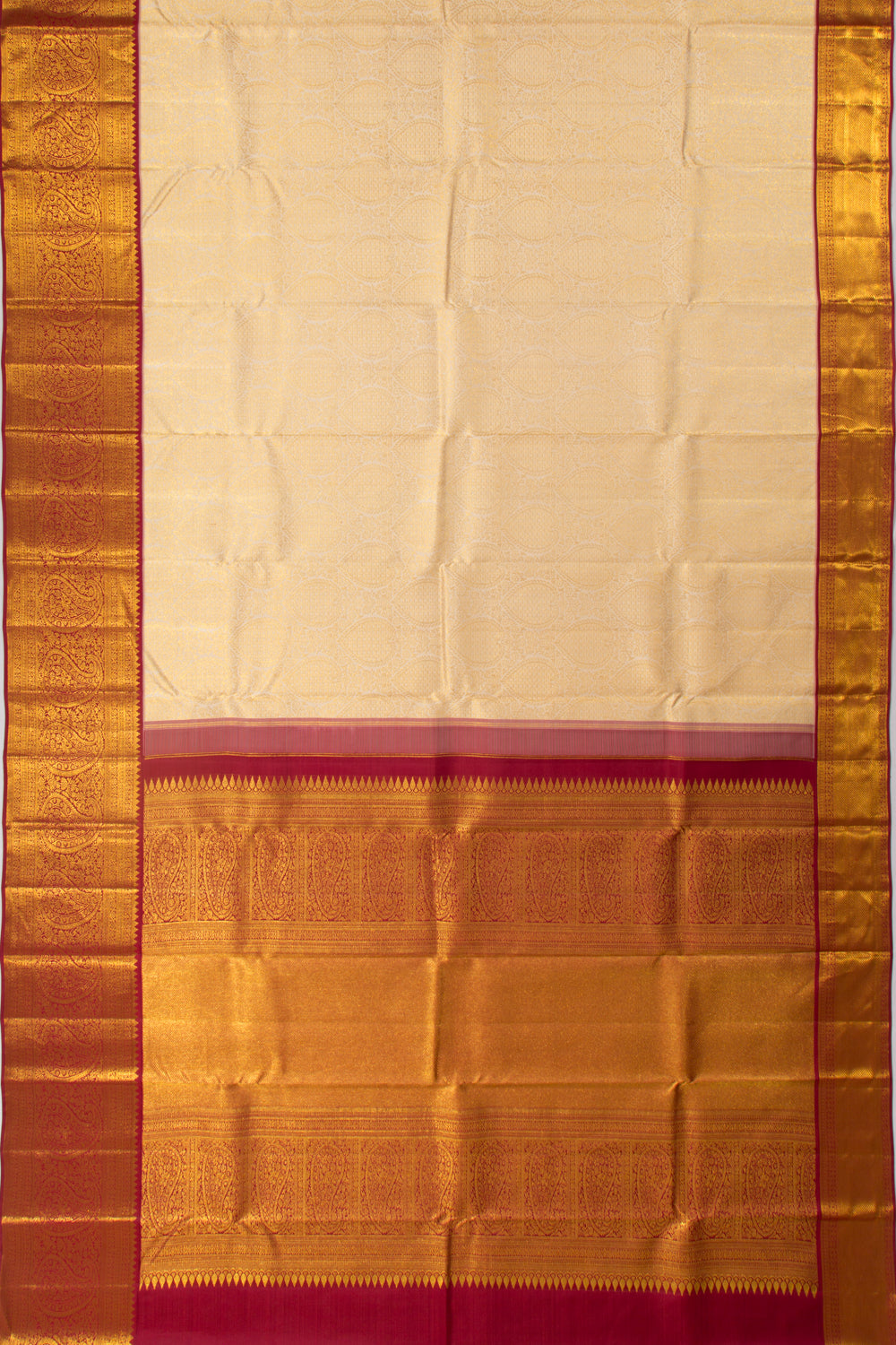 Taranga Kanchi Silk Brocade Cream Saree