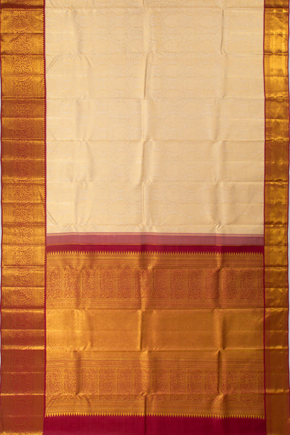 Taranga Kanchi Silk Brocade Cream Saree