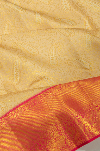 Taranga Kanchi Silk Brocade Cream Saree