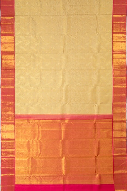 Taranga Kanchi Silk Brocade Cream Saree