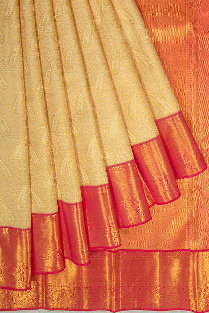 Taranga Kanchi Silk Brocade Cream Saree