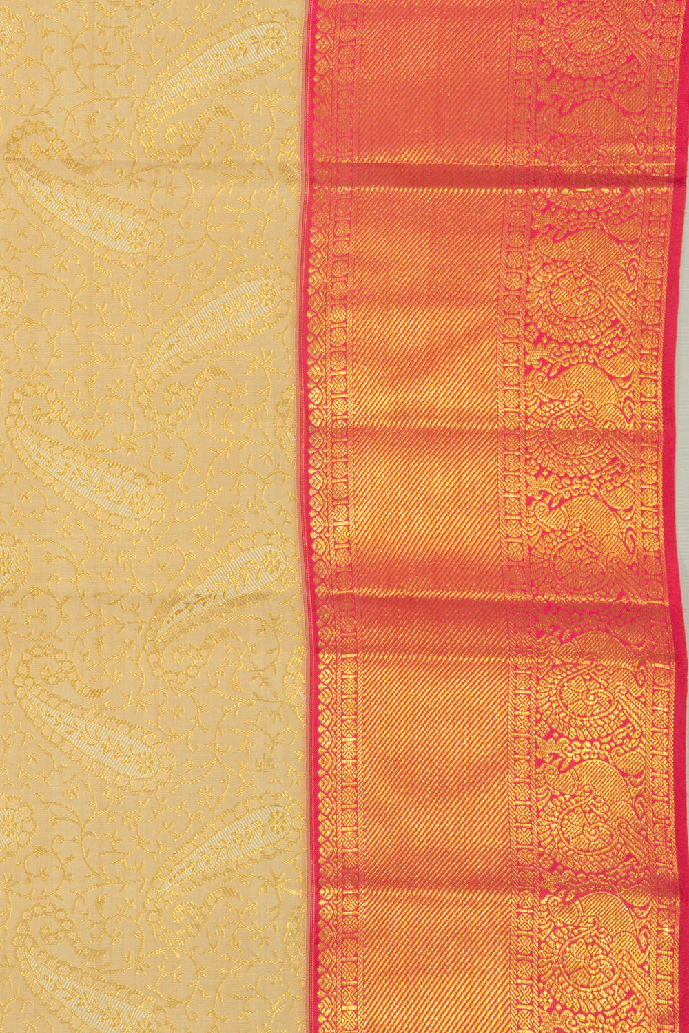 Taranga Kanchi Silk Brocade Cream Saree