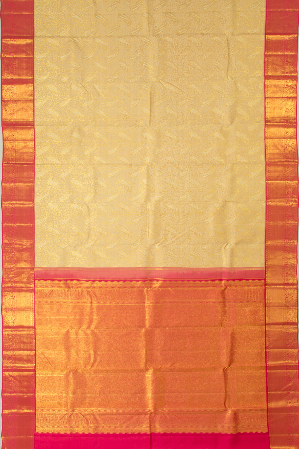 Taranga Kanchi Silk Brocade Cream Saree