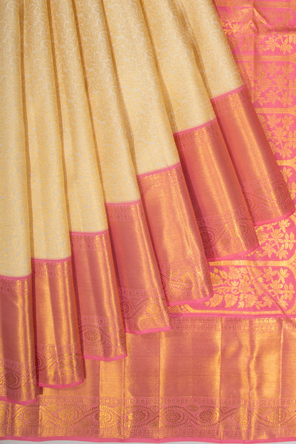 Taranga Kanchi Silk Brocade Cream Saree