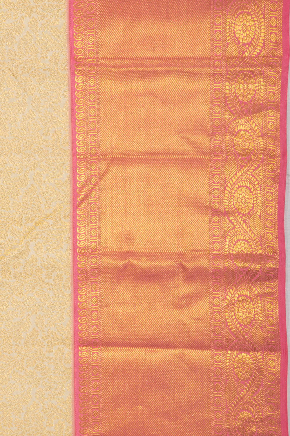 Taranga Kanchi Silk Brocade Cream Saree