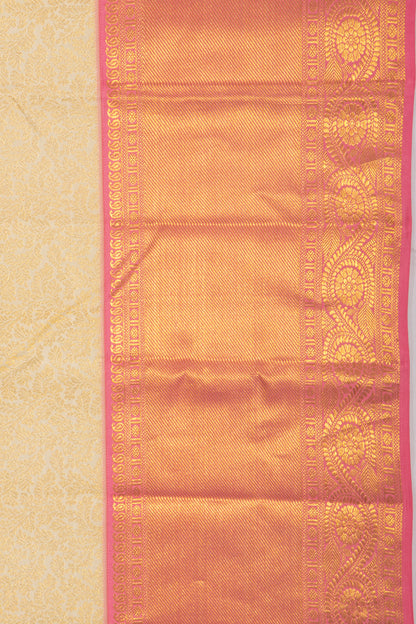 Taranga Kanchi Silk Brocade Cream Saree