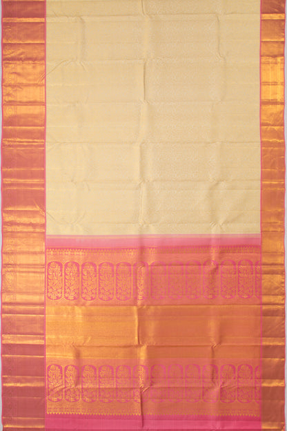 Taranga Kanchi Silk Brocade Cream Saree