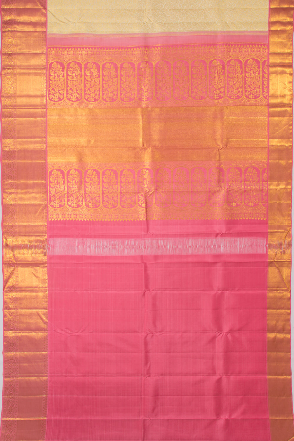 Taranga Kanchi Silk Brocade Cream Saree