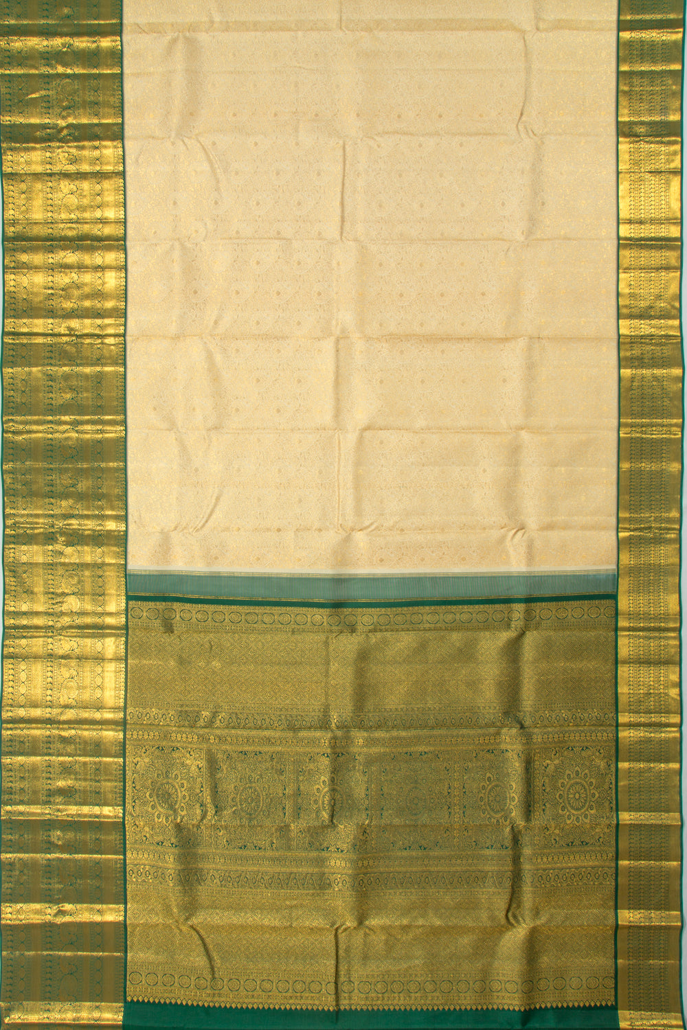 Taranga Kanchi Silk Brocade Cream Saree