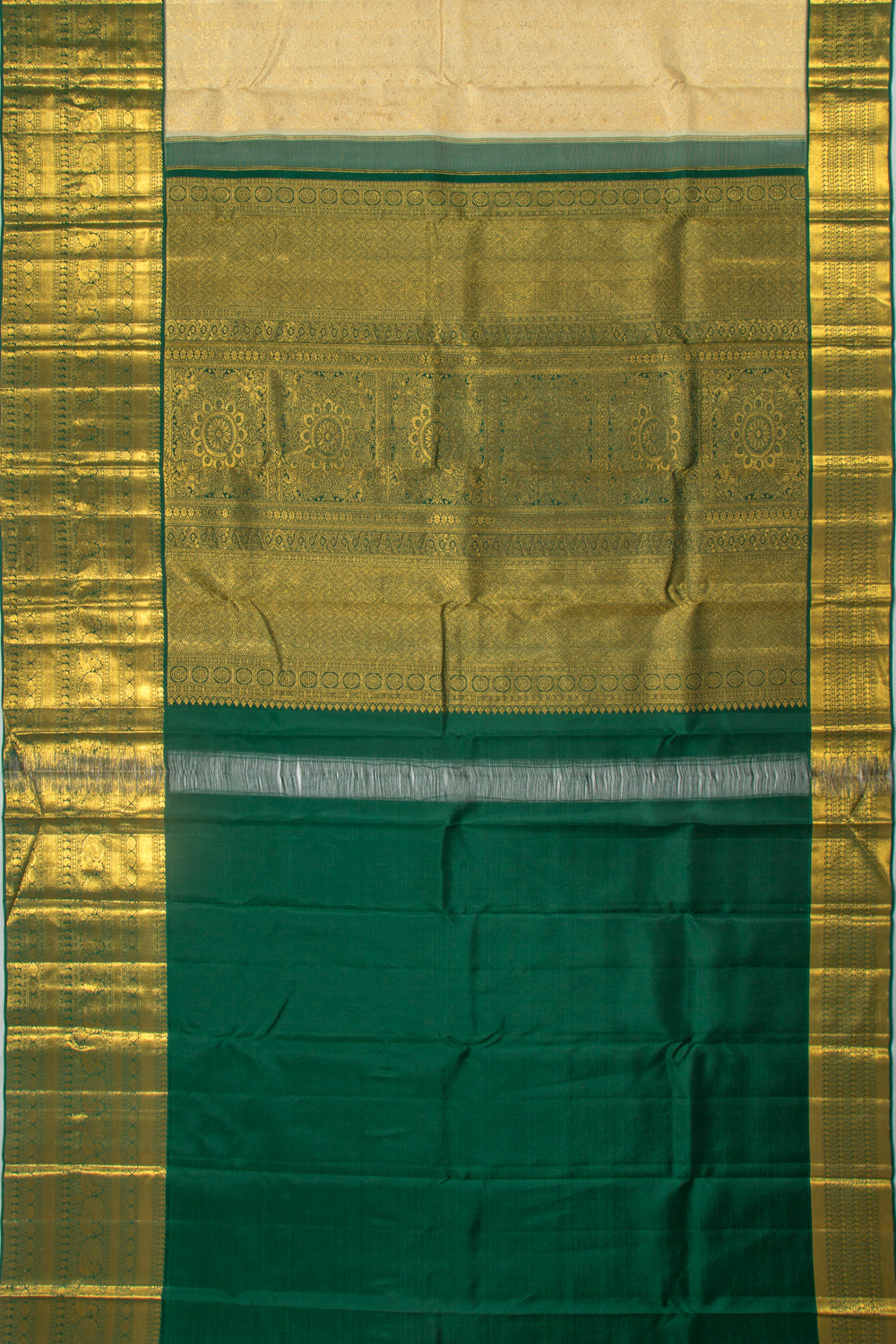 Taranga Kanchi Silk Brocade Cream Saree