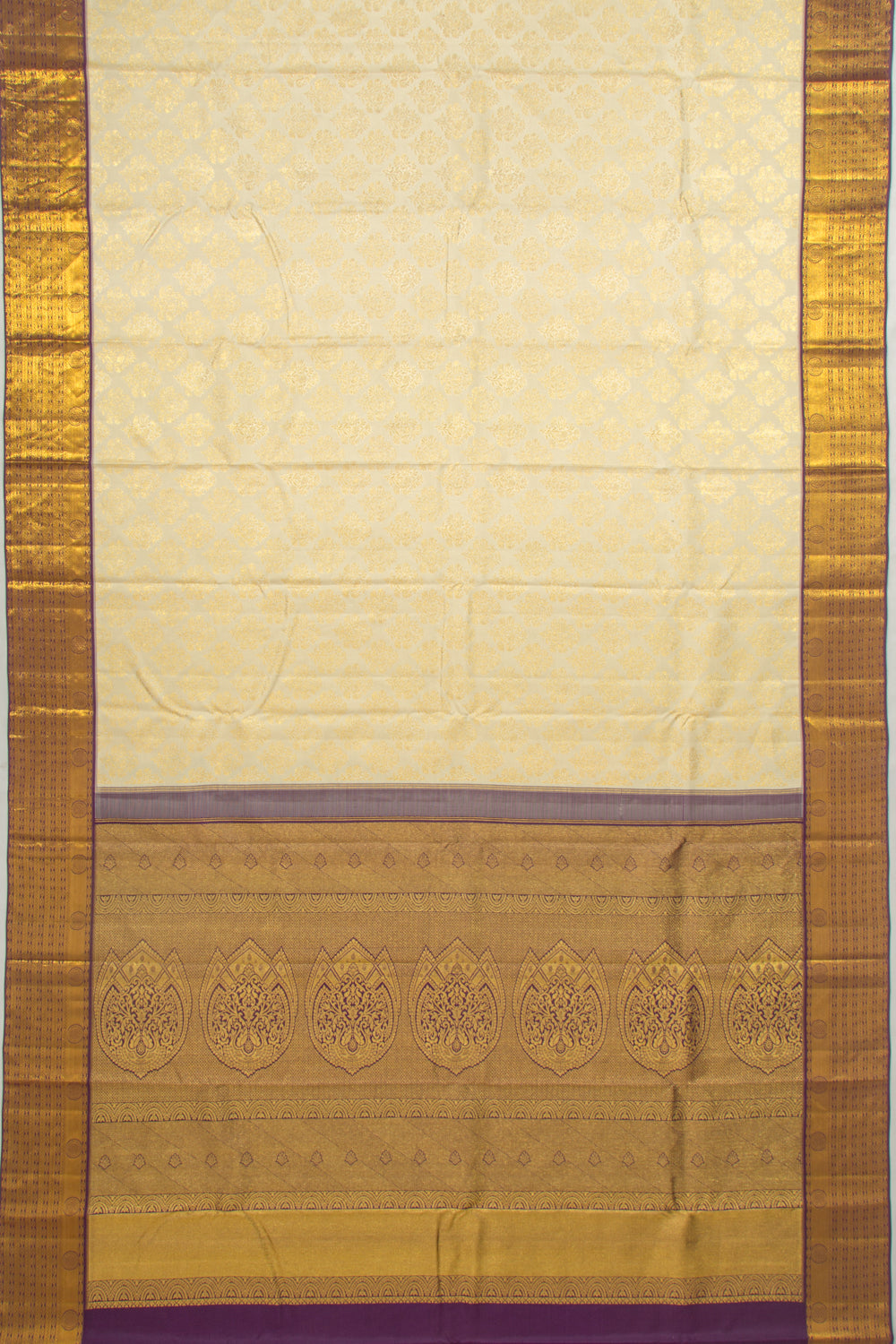 Kanchipuram Silk Brocade Cream Saree