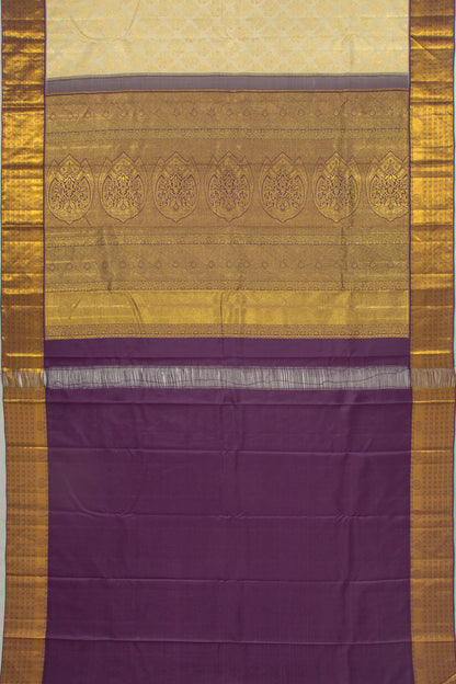 Kanchipuram Silk Brocade Cream Saree