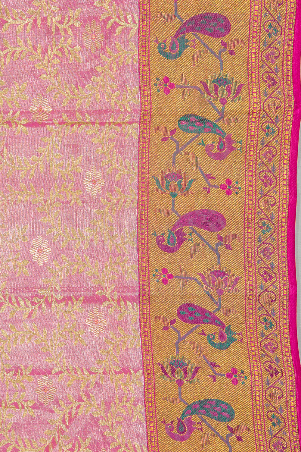 Taranga Kanchi Silk Tissue Jaal Pink Saree