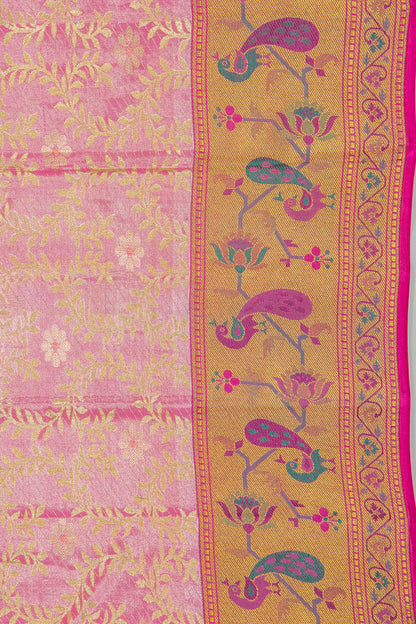 Taranga Kanchi Silk Tissue Jaal Pink Saree