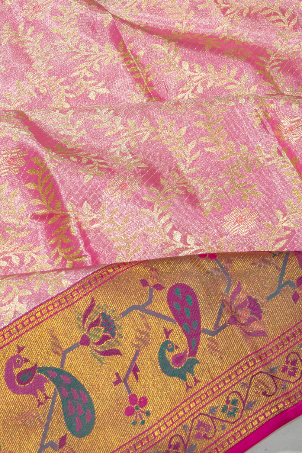 Taranga Kanchi Silk Tissue Jaal Pink Saree