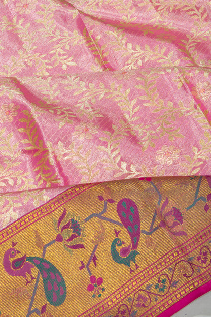 Taranga Kanchi Silk Tissue Jaal Pink Saree