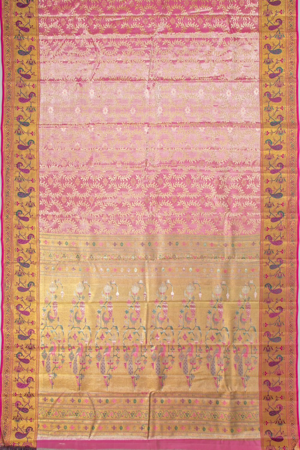 Taranga Kanchi Silk Tissue Jaal Pink Saree
