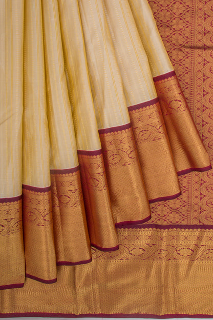 Taranga Kanchi Silk Brocade Cream Saree