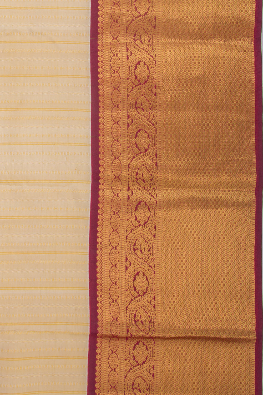 Taranga Kanchi Silk Brocade Cream Saree