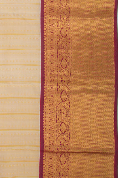 Taranga Kanchi Silk Brocade Cream Saree