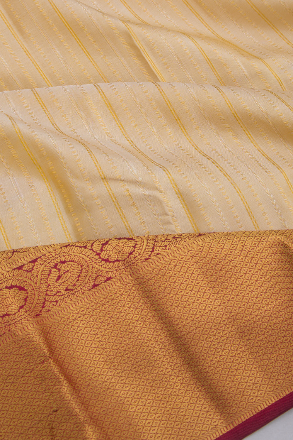 Taranga Kanchi Silk Brocade Cream Saree