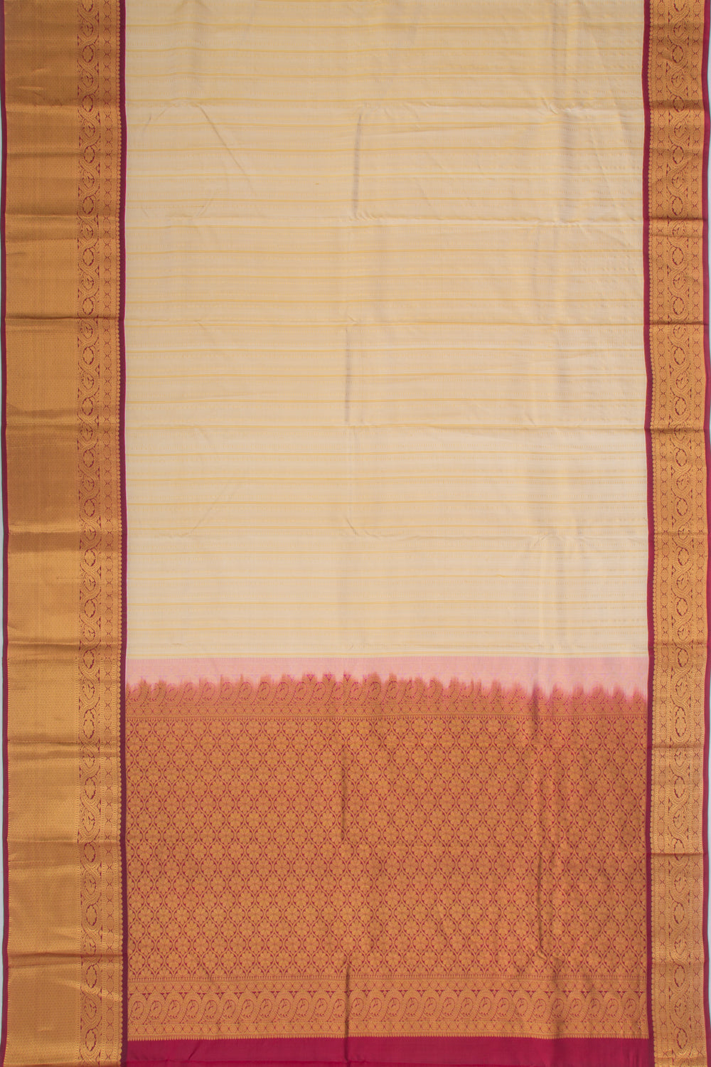 Taranga Kanchi Silk Brocade Cream Saree