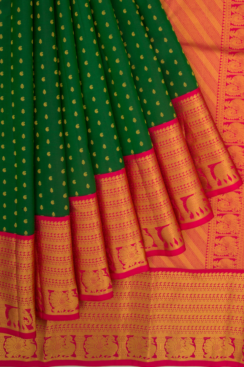 Taranga Kanchi Silk Butta Dark Green Saree