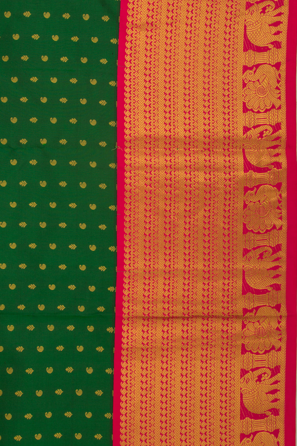 Taranga Kanchi Silk Butta Dark Green Saree