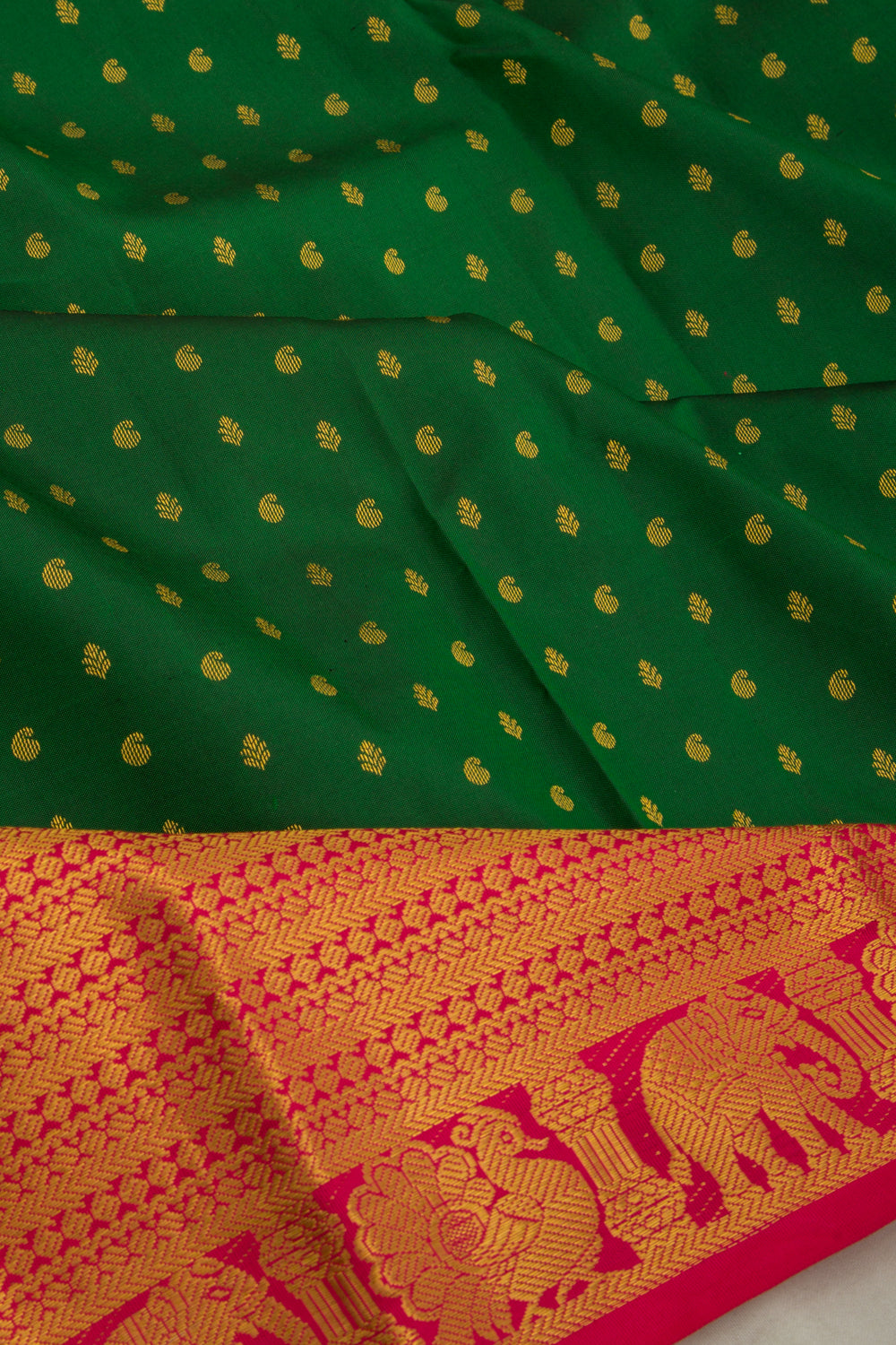 Taranga Kanchi Silk Butta Dark Green Saree