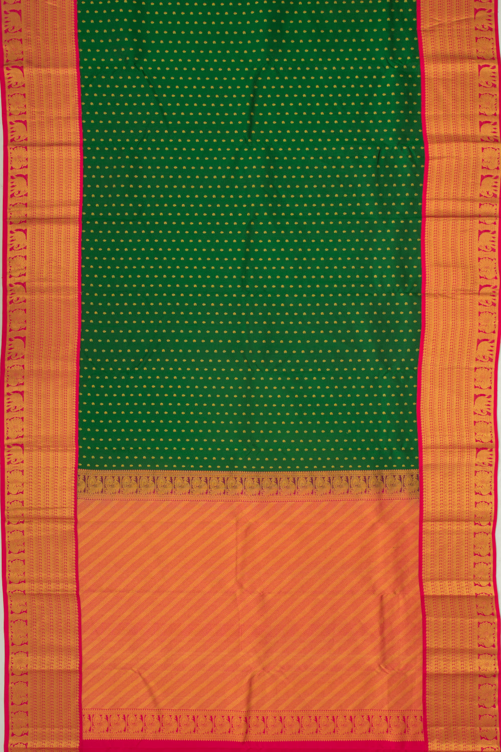 Taranga Kanchi Silk Butta Dark Green Saree